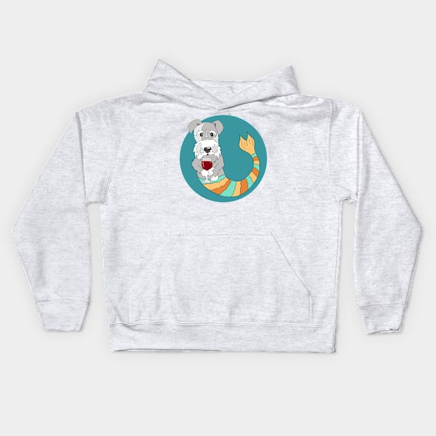 Sidney the Schnauzer Mermutt Kids Hoodie by abrushwithhumor